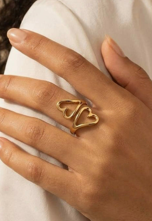 Bague Ajustable "Cœurs Entrelacés"
